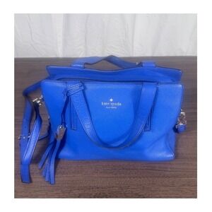 Kate Spade New York Blue Pebbled Leather Satchel Crossbody Bag Mid-2010s